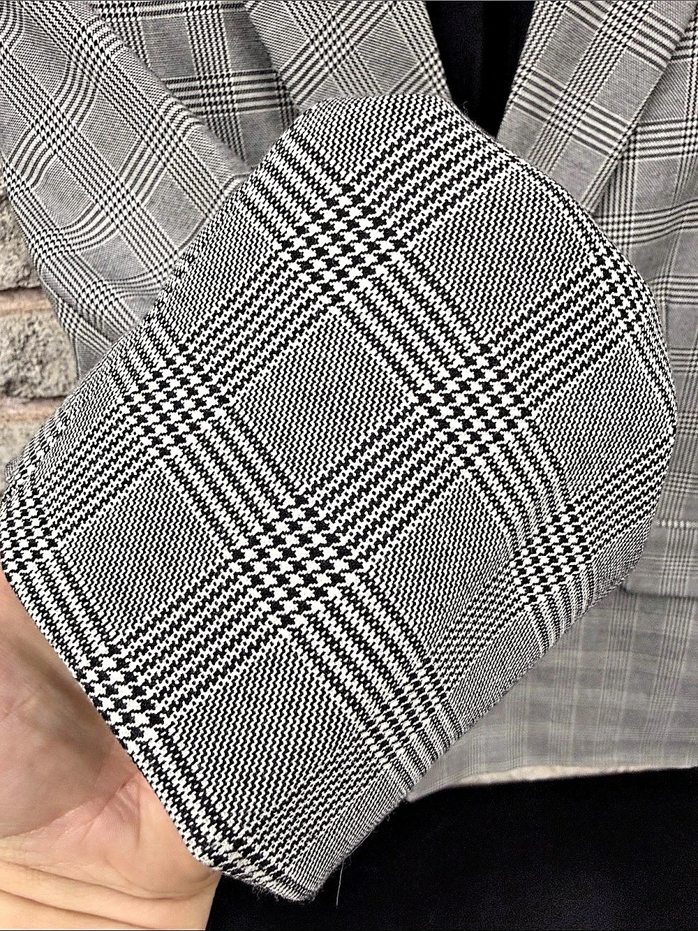 H&M Women’s Size S Double Breasted Glen Plaid Blazer Black White Grey - Picture 4 of 5